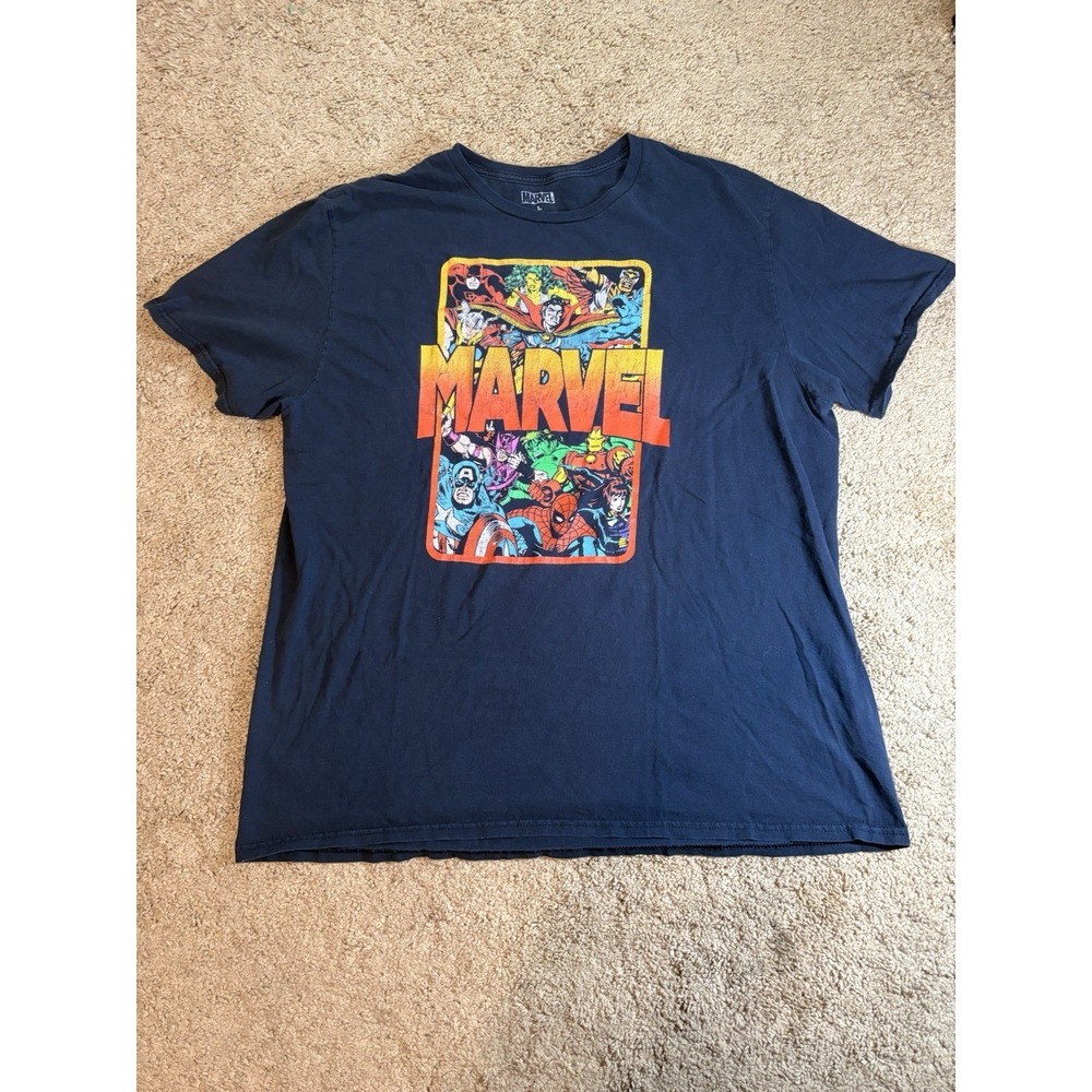 Marvel Comic Characters Tshirt Men Large‎ Black Short Sleeve Anime